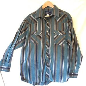 Wrangler Western Pearl Snap Dress Shirt Size 16 1/2-34